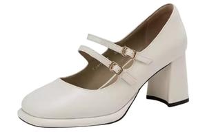Туфли Мэри Джейн на массивном каблуке 7,3 см, женские, цвета экрю AOKANG, Ecru