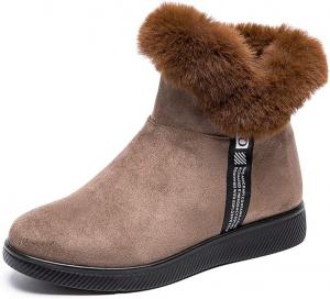 Женские искусственные ботильоны King Ma, теплые зимние снегоступы, замшевые плоские ботильоны, Beige