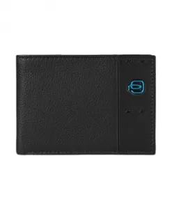 Черный кожаный кошелек с отделением для монет Piquadro, черный