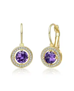 Серьги с застежкой-русалкой, покрытые 14-каратным золотом и круглыми цветными кубическими цирконами Rachel Glauber, purple