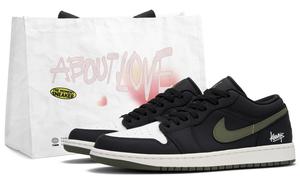 Jordan Air 1 Silent Black устойчивые к истиранию низкие баскетбольные кроссовки Unisex Black Green