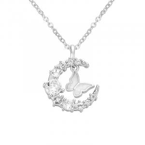 Медный сплав ожерелье для женщин VIVIWELL, Moon Butterfly One