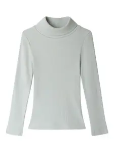 Свитер в рубчик с высоким воротником Bonpoint, зеленый