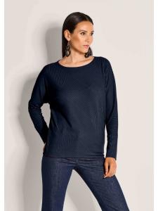 MADELEINE Футболка с рукавами «летучая мышь» и фактурной отделкой, темно-синего цвета