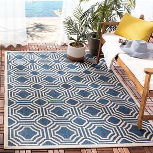 Ковер SAFAVIEH, 122 x 171 см, Washable Rug Outdoor Courtyard Collection, Navy & Beige, Non-Shedding & Easy Cleaning, идеально для патио, заднего двора, прихожей (CY6112-268)