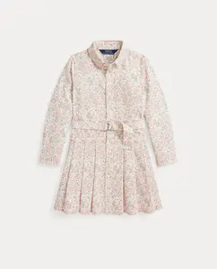 Детское платье-рубашка из вельвета Polo Ralph Lauren, розовый