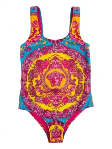 Купальник с цветочным принтом и Медузой Versace Kids, желтый