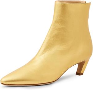 Женские ботильоны YDN с заостренным носком и каблуком-кицтен, задняя молния, низкие каблуки, модная обувь для платья, повседневная, для женщин и девушек, осень-зима, размеры 4-16 US, Gold