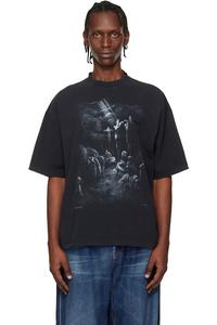 Vetements Футболка с изображением черного Иисуса на кресте, потертая