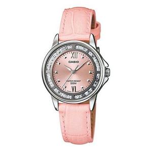 Часы CASIO Leather Belt Waterproof Pink Analog, розовый