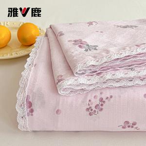 Yalu Простыня 120х230 см, двухслойная кружевная, мягкая, дышащая