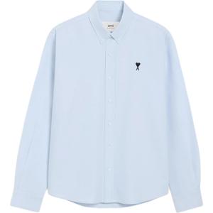 Ami Paris Ami De Coeur логотип вышитая рубашка на пуговицах AMIPARIS, синий