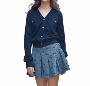 Юбка для девочки из мягкого бархата с бантиками, антрацитового цвета Flowers By Zoe, Charcoal