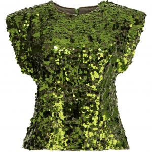 Velvet Sequined Blouse GANNI, зеленый