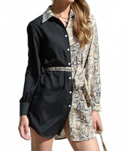 Черное мини-платье с контрастными пуговицами ESLEY COLLECTION