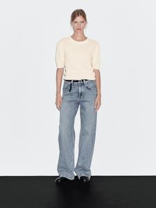 Вязаный свитер из смесовой шерсти с короткими рукавами Massimo Dutti, Vanilla