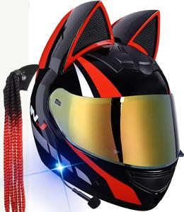 Шлем TBTBZXCV Bluetooth с ушками, черный / красный