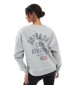 Свободная толстовка с принтом Superdry Athletic essentials серого меланжевого цвета