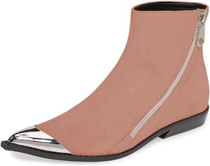 Женские комфортные западные ботильоны FSJ с низким каблуком, заостренным носком и боковой молнией, повседневные рабочие туфли, размер 4-15 US, Salmon