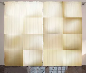 Шторы ABAKUHAUS в геометрическом деревенском стиле с абстрактным квадратным узором, универсальные ленточные шторы для гостиной с петлями и крючками, 280 x 225 см, бежево-кремовый Abakuhaus