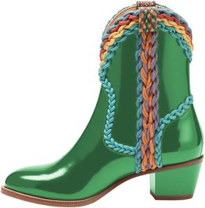 Женские уникальные ботильоны FOWT с круглым носком, плетеной отделкой, на голенище, на низком каблуке-блоке, ковбойского стиля, удобные для вечеринки и мероприятий, размеры 4-16 US, Green