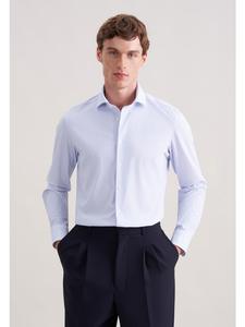 Seidensticker Облегающая спортивная рубашка среднего синего цвета