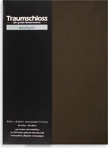 Простыня на резинке Exclusive Premium Jersey 180-200 x 200 см, шоколадного цвета, 150 г/м², 100% расчесанный хлопок Мако Traumschloss