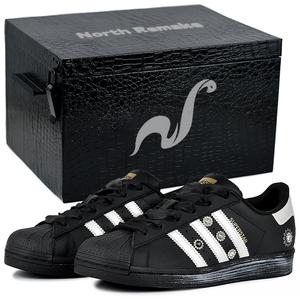 Adidas Originals SUPERSTAR Износостойкие и легкие низкие скейтерские кроссовки унисекс черно-белые - черно-белые подарочная коробка 3, цвет Black White-Gift Box 3