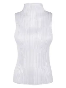 Базовый плиссированный топ с воротником-стойкой Pleats Please Issey Miyake, серый