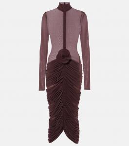 Платье миди с цветочной аппликацией Magda Butrym, бордовый