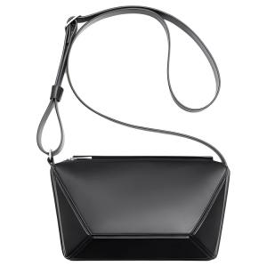 Сумка через плечо из коровьей кожи, средняя мужская зелёная/black ZARA, черный