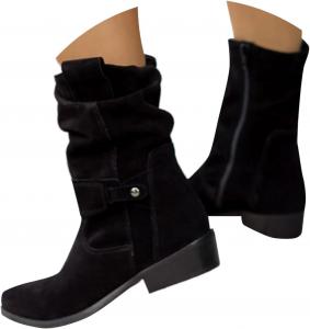 Женские ботильоны до середины икры, короткие ковбойские ботинки, замшевые с заостренным носком, западного стиля, рабочие ботинки с боковой молнией, удобные повседневные эластичные туфли Generic, 04 Black