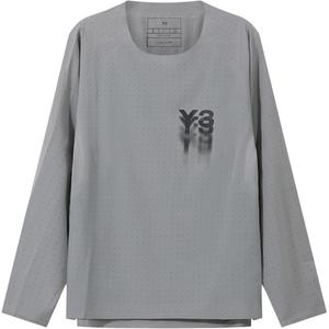 Футболка Y 3 с логотипом и перфорацией Y-3, серый