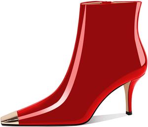 Женские ботильоны YDN с квадратным носком из металла, на высоком каблуке-стилетто, с боковой молнией, сексуальные для вечеринок и клуба, размеры 4-15 US, Red