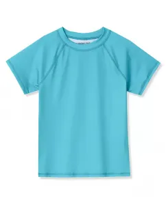 Женский тонкий короткий рукав круглый вырез купальный рашгард Lands' End, синий