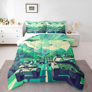 Erosebridal Комплект постельного белья Fighter Jet Plane с авиационным принтом для мальчиков, Green
