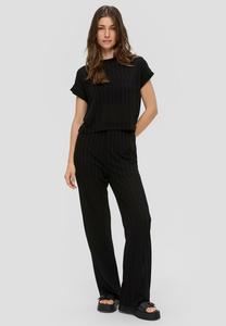 Тканевые брюки REGULAR SEMITRANSPARENTE MIT STRUKTURMUSTER QS, черный