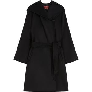 MaxMara Макс Мара Пальто с капюшоном и поясом, Black