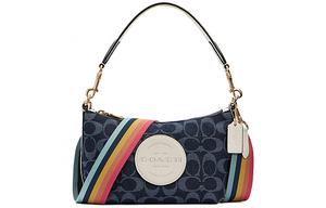 Демпси Тканевая Кожаная Сумка Через Плечо Маленького Размера Женская Синяя Монограмма COACH