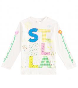 Топ из хлопкового джерси с логотипом Stella Mccartney Kids, слоновая кость