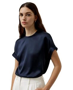 Современный женский шелковый топ свободного кроя LILYSILK, Navy blue