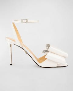 Атласные босоножки Cadeau с ремешком на щиколотке и бантом MACH & MACH, цвет White