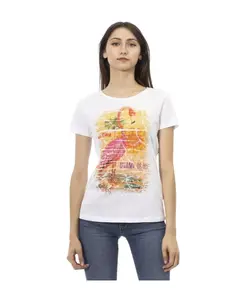 Белая футболка с графическим принтом. Trussardi, белый