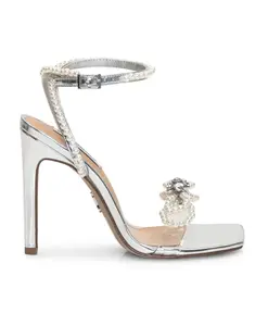 Сандалии с зеркальными каблуками и жемчужными вставками Steve Madden, серый