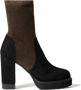 Женские сапоги FOWT, на платформе, средней высоты, с растягивающимся материалом, разных цветов, короткие ботильоны, с очень высоким закругленным носком, верх из замши, без застежки, для зимы, осени, теплые, для работы, повседневной носки, Braun