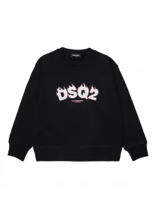Свитшот с принтом-логотипом Dsquared2 Kids, черный