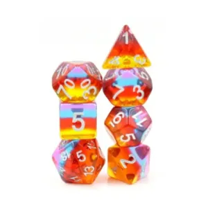 Набор Poly - Golden Time с серебром (7), Dice Sets - Resin/Acrylic - Rainbow & Multi-Colored (Foam Brain Games)