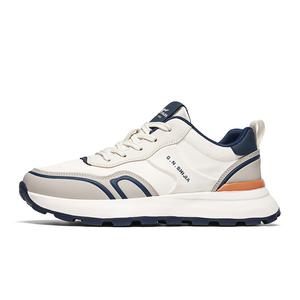 Амортизирующие, дышащие, легкие, увеличивающие рост низкие повседневные мужские туфли G.N.SHIJIA, White Blue