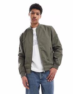 Изношенная классическая куртка-бомбер «predict» из непромокаемой ткани цвета хаки Threadbare