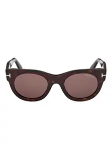 Солнцезащитные очки в круглой оправе Tom Ford, коричневый